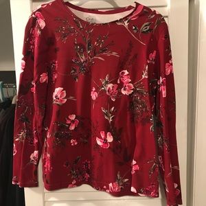 Red floral long-sleeved classic Tee